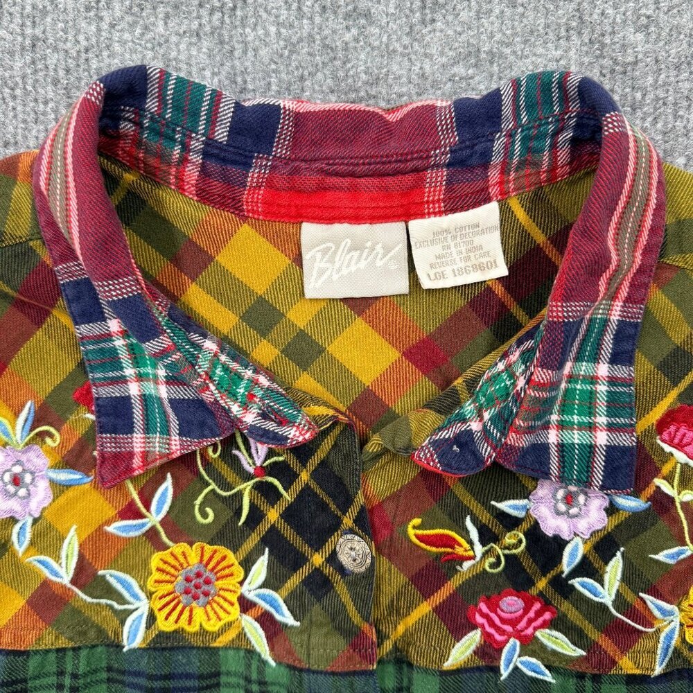 VTG Y2K 90s Blair Patchwork Plaid Floral Cotton Cottagecore Boho Cowgirl Womens - Picture 8 of 12
